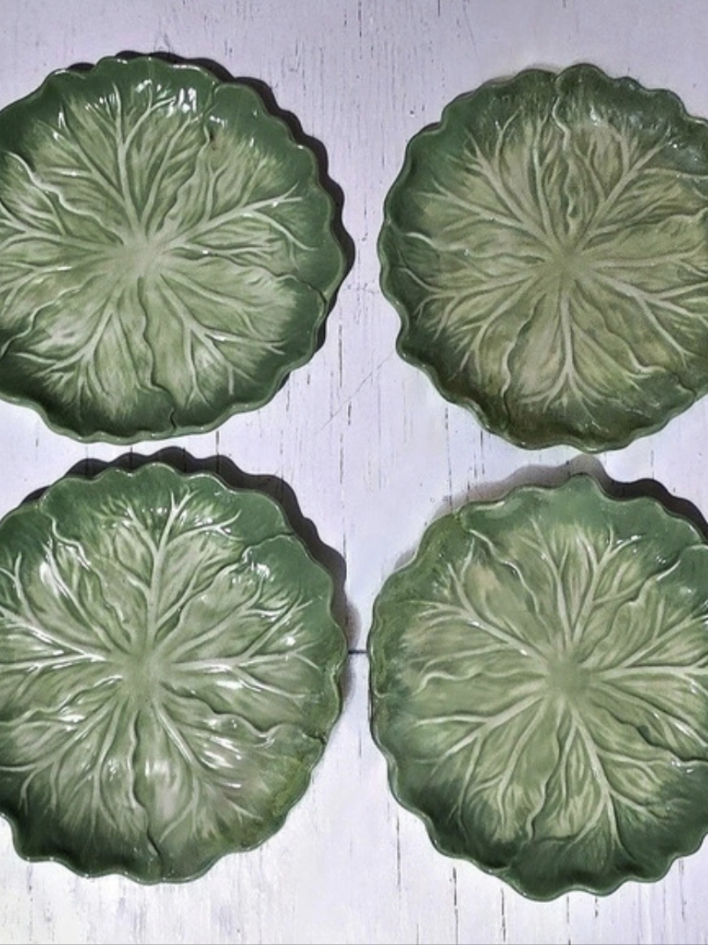 Avon Vintage Cabbageware Lettuce Green Salad Plates Set of 4